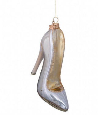 Ornament glass champagne opal high heel shoe H9cm