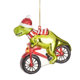 Christmas Tree Ornament Cycling Dinosaur