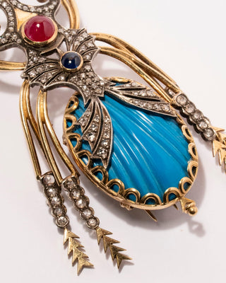 Antique 19th Century Stag Beetle Brooch with Diamonds and Gemstones