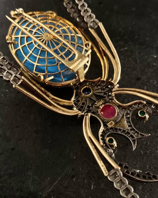 Antique 19th Century Stag Beetle Brooch with Diamonds and Gemstones