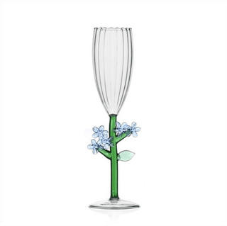 Botanica Champagne Glass Blue Flower