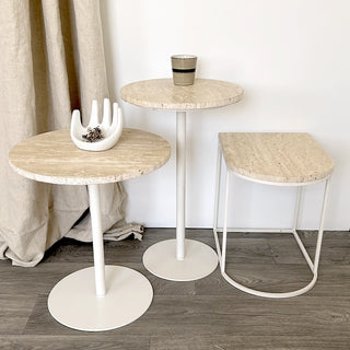 Side table in travertine 35x56cm