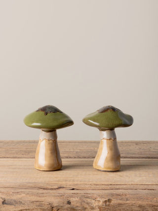 Salt & Pepper Shakers Green Mushroom