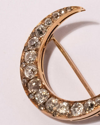 Antique 19th Century Diamond Crescent Moon Brooch
