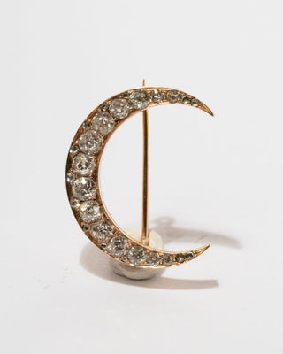 Antique 19th Century Diamond Crescent Moon Brooch