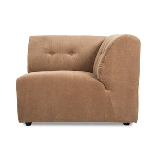 vintage couch: right element, corduroy rib, brown