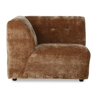 vint couch: element left, corduroy velvet, aged gold