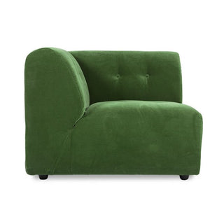 vintage couch: element left, royal velvet, green