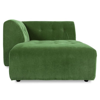 vint couch: element left divan, royal velvet, green