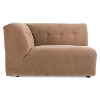 vint couch: element left 1.5-seat, corduroy rib, brown