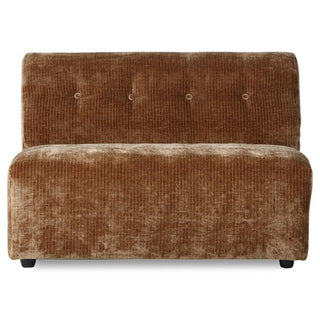 vintage couch: elem. middle 1.5-seat, corduroy velvet, aged gold