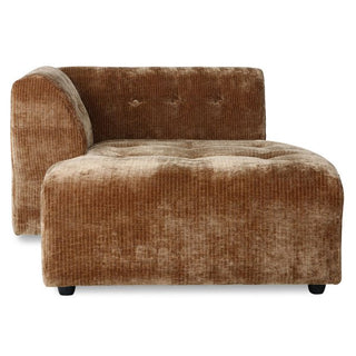 vint couch: element left divan, corduroy velvet, aged gold