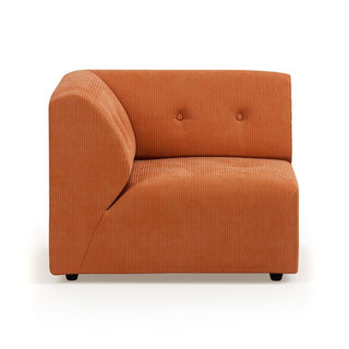 Vint Couch: element left, corduroy rib, dusty orange