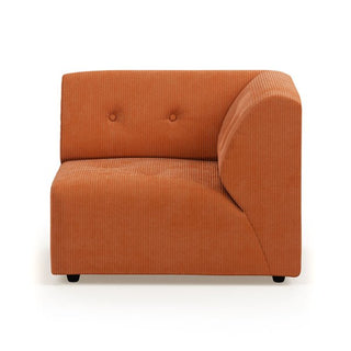 vint couch: element right, corduroy rib, dusty orange