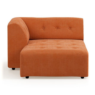 vint couch: element left divan, corduroy rib, dusty orange