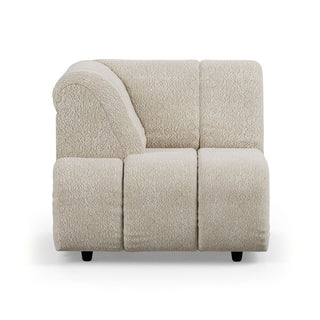 Wave couch: left high arm element, boucle cream