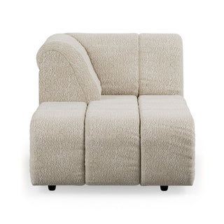 Wave couch: left divan element, cream boucle