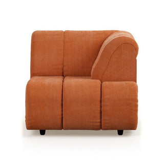Wave couch: element right high arm, corduroy rib, dusty orange