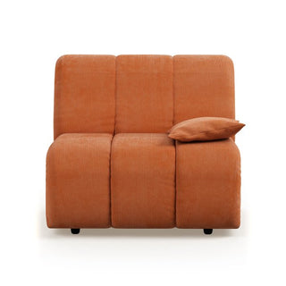 Wave couch: right low arm element, corduroy rib, dusty orange