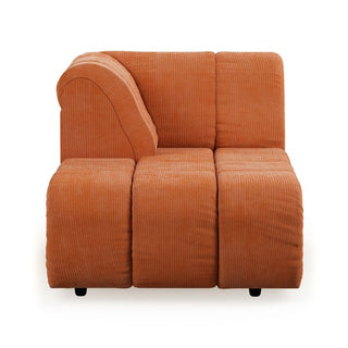 Wave couch: element left divan, corduroy rib, dusty orange