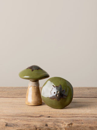 Salt & Pepper Shakers Green Mushroom