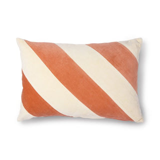 Kudde Striped Velvet Peach/cream 40x60cm